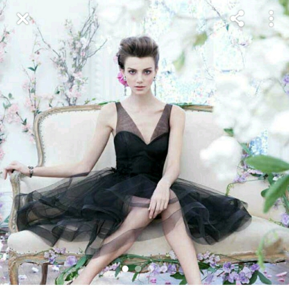 Formal black tulle dress